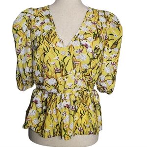 Week& Women's Top‎ Navy Crochet Sleeves Square Neck  Boho Cottagecore Sz Small